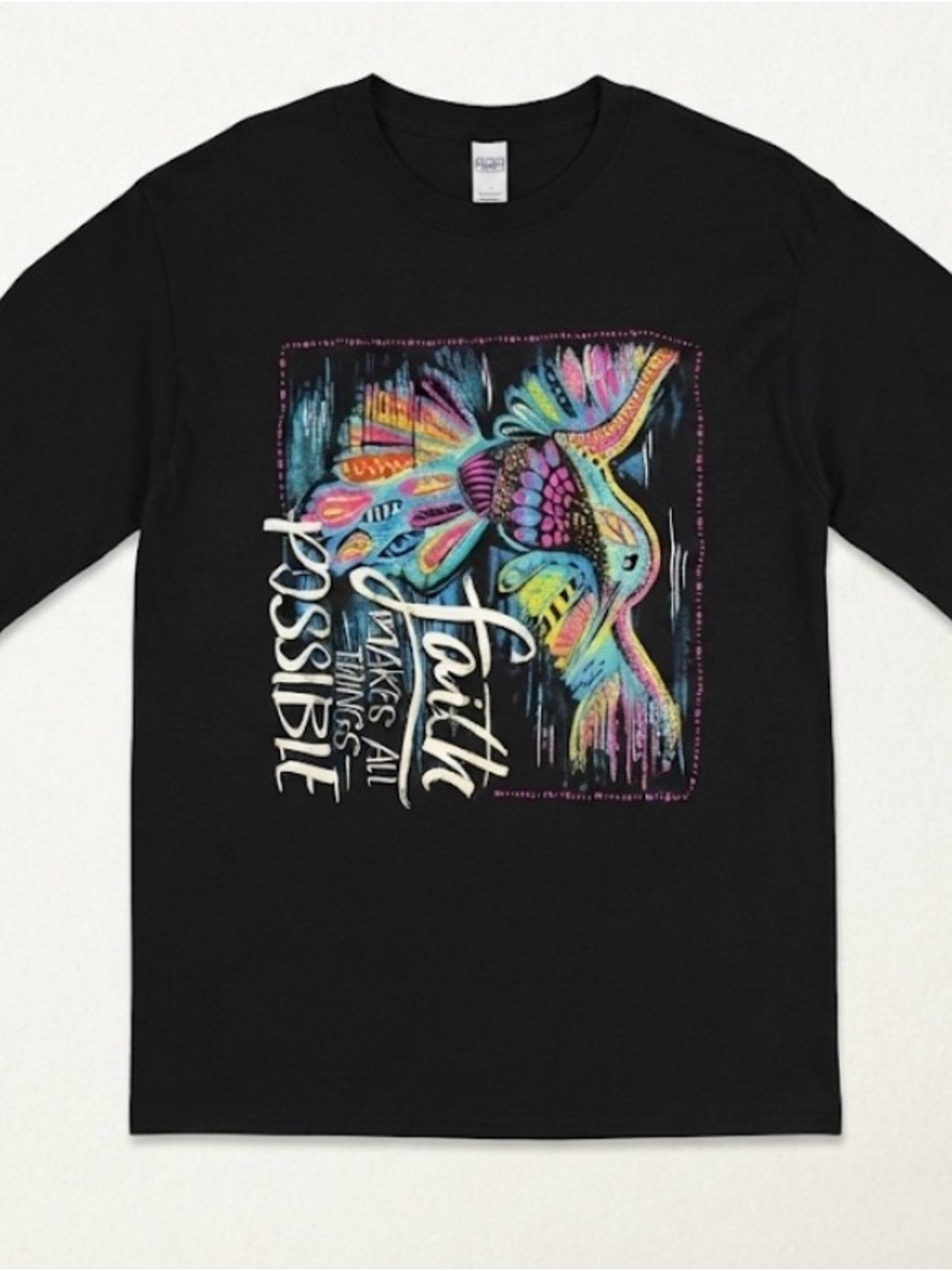 Love in Faith “Faith Makes All Things Possible” Long Sleeve Graphic Tee - Black